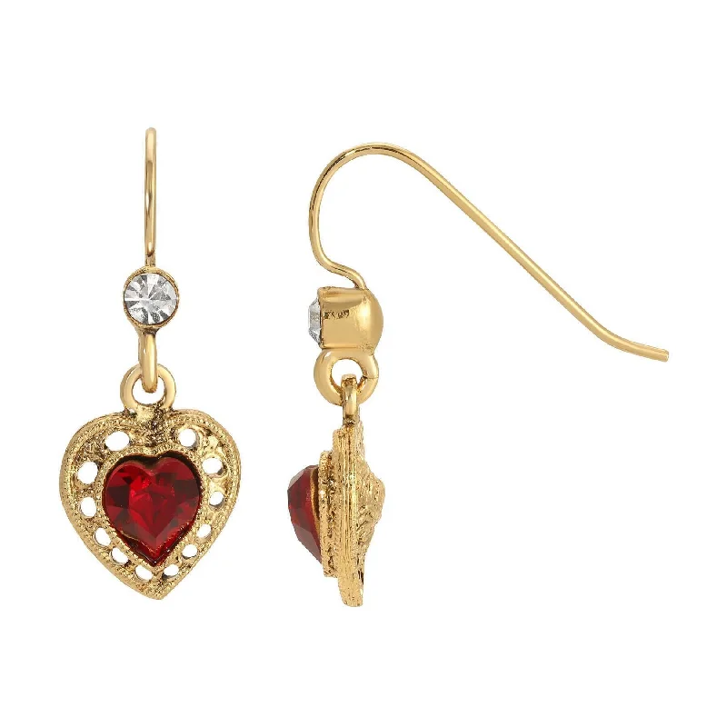 ladies earrings luxury brand -1928 Jewelry Petite Crystal Heart Drop Earrings