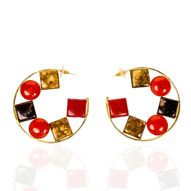 ladies earrings promise token -Raimi Gemstone Hoops - Autumn