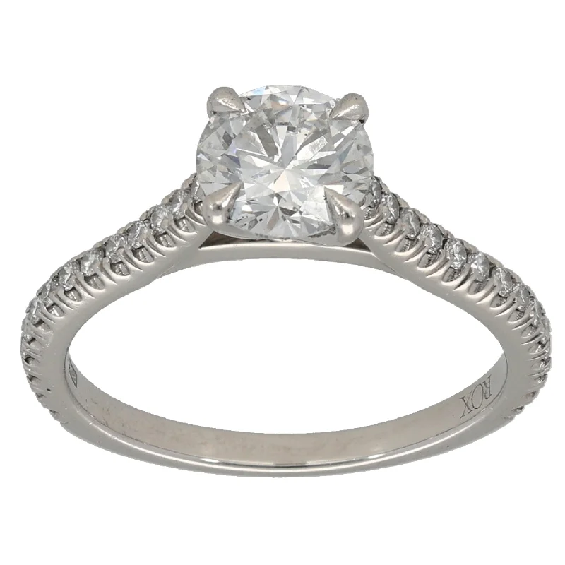 ladies engagement rings with zircon sparkle -Platinum 1.29ct Diamond Solitaire Ring With Accent Stones Size K