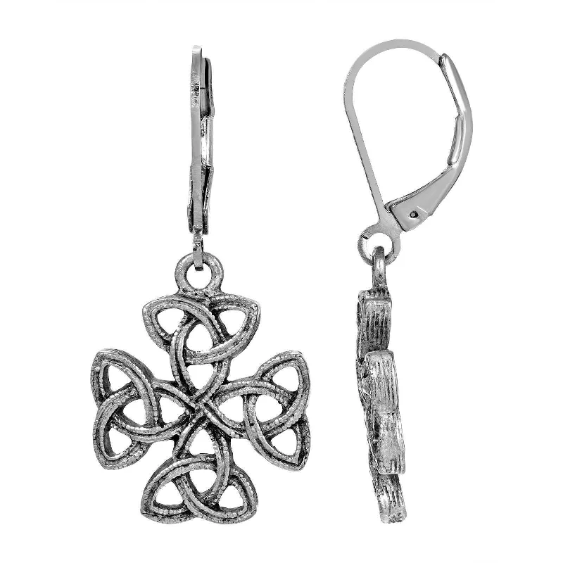 ladies earrings modern sleek -Symbols Of Faith Celtic Trinity Cross Earrings