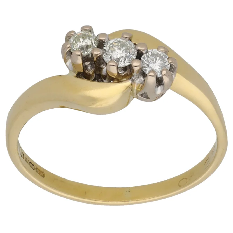 ladies engagement rings floral inspired -18ct Gold 0.25ct Diamond Trilogy Ring Size O