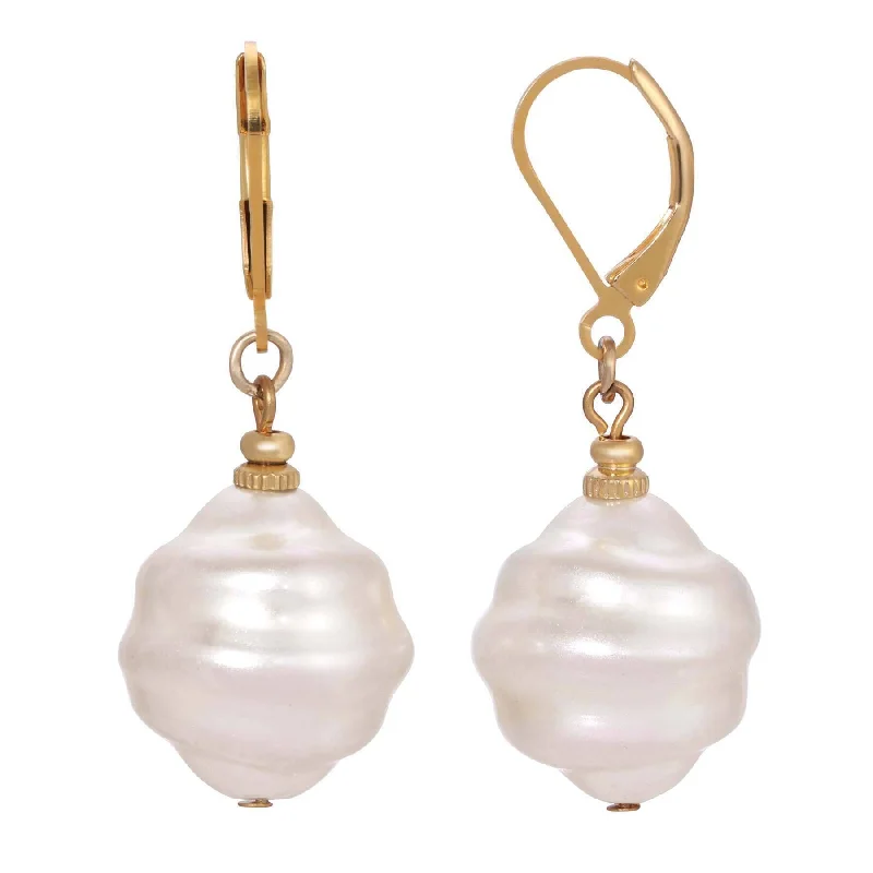 ladies earrings rose gold finish -1928 Jewelry White Orbit Bead Drop Earrings