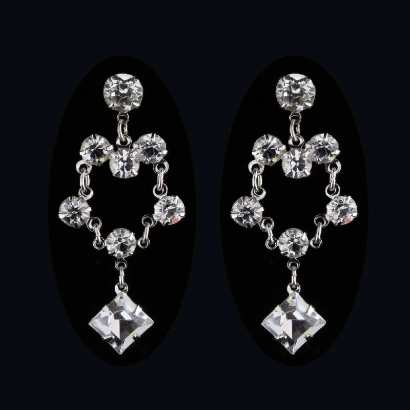 ladies earrings heart shaped -1928 Jewelry Draped Austrian Crystal Dangling Earrings