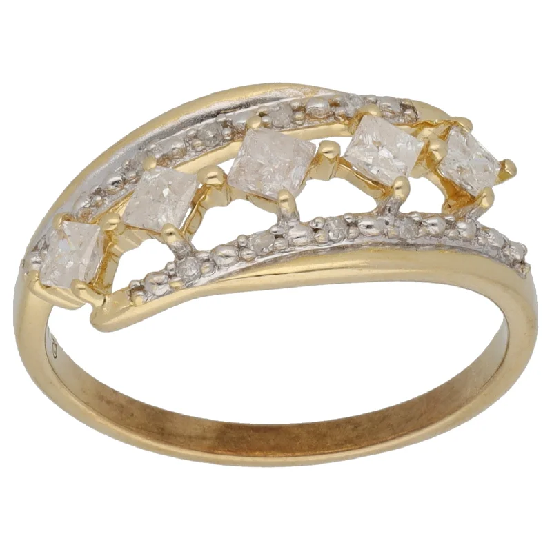 ladies engagement rings vintage charm -9ct Gold 0.29ct Diamond Dress/Cocktail Ring Size N