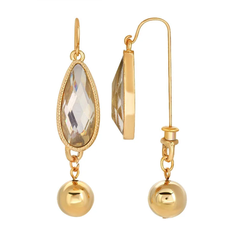 ladies earrings promise token -1928 Jewelry Crystal Clear Teardrop Front Back Earrings