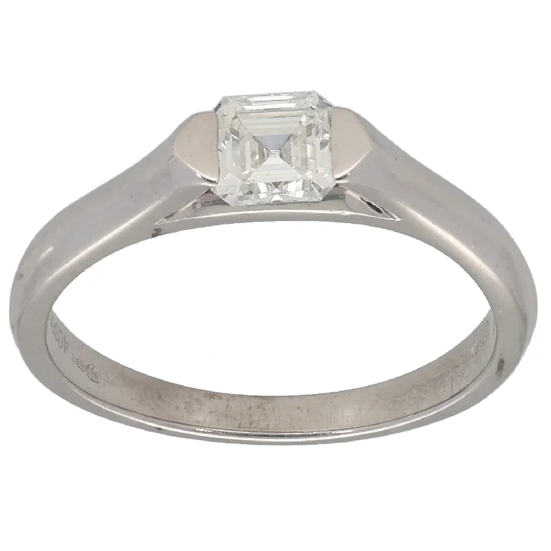 ladies engagement rings with zircon sparkle -18ct White Gold 0.55ct Diamond Solitaire Ring Size L