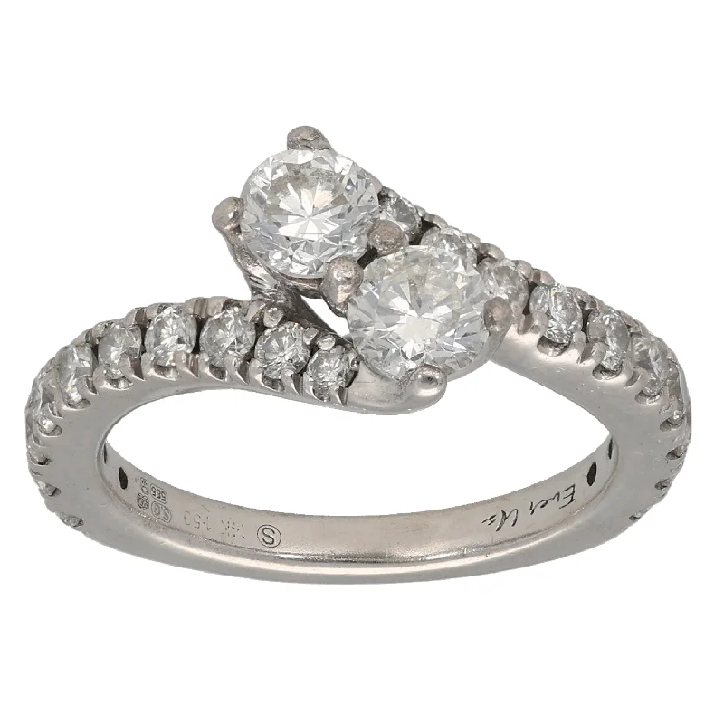 ladies engagement rings art deco flair -14ct White Gold 1.50ct Diamond Dress/Cocktail Ring Size L