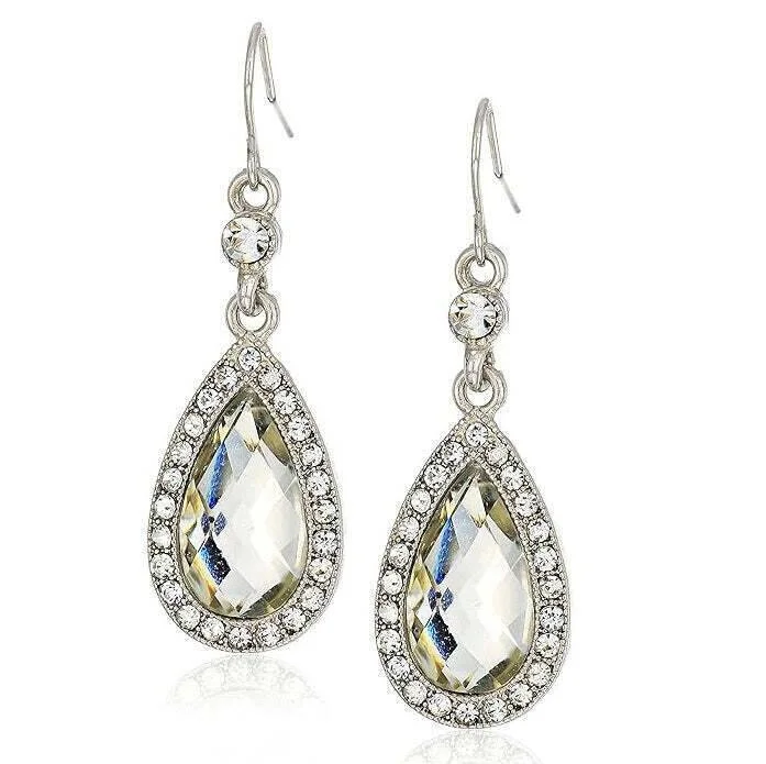 ladies earrings stylish modern -1928 Bridal Light Topaz Crystal Faceted Teardrop Drop Earrings