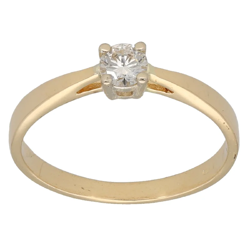 ladies engagement rings two tone metal -18ct Gold 0.25ct Diamond Solitaire Ring Size O