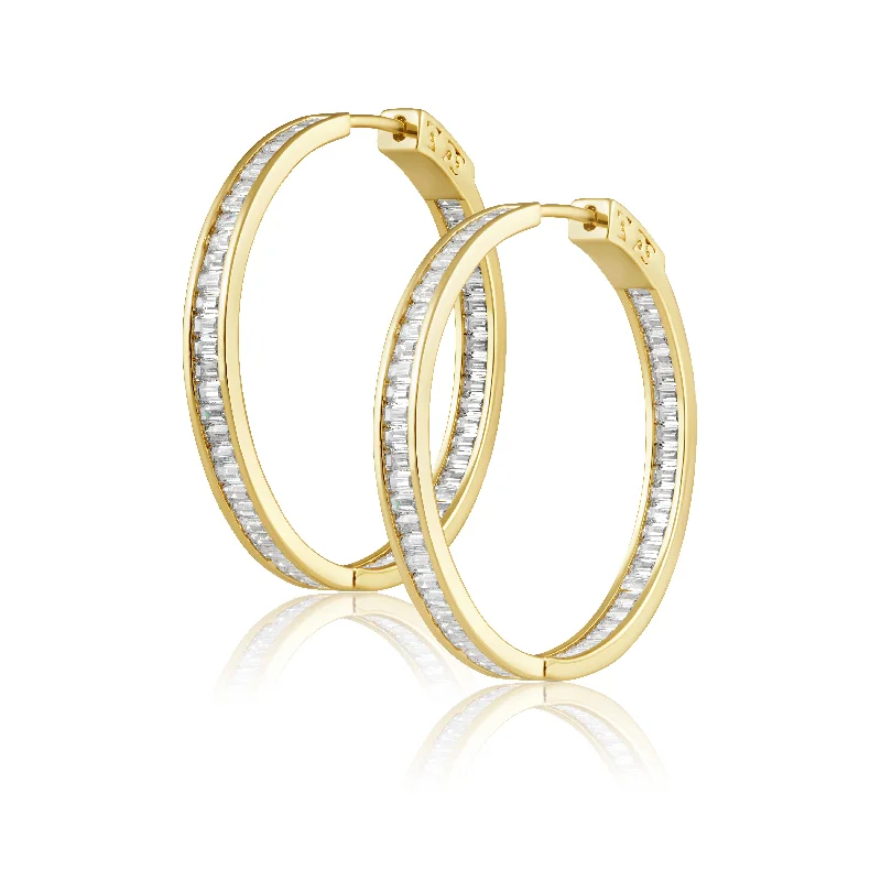 ladies earrings with black diamond -Priscila Hoop