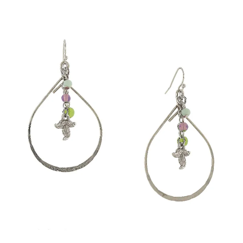 ladies earrings for party wear -1928 Jewelry Winery Multi-Color Bead And Leaf Open Teardrop Earrings