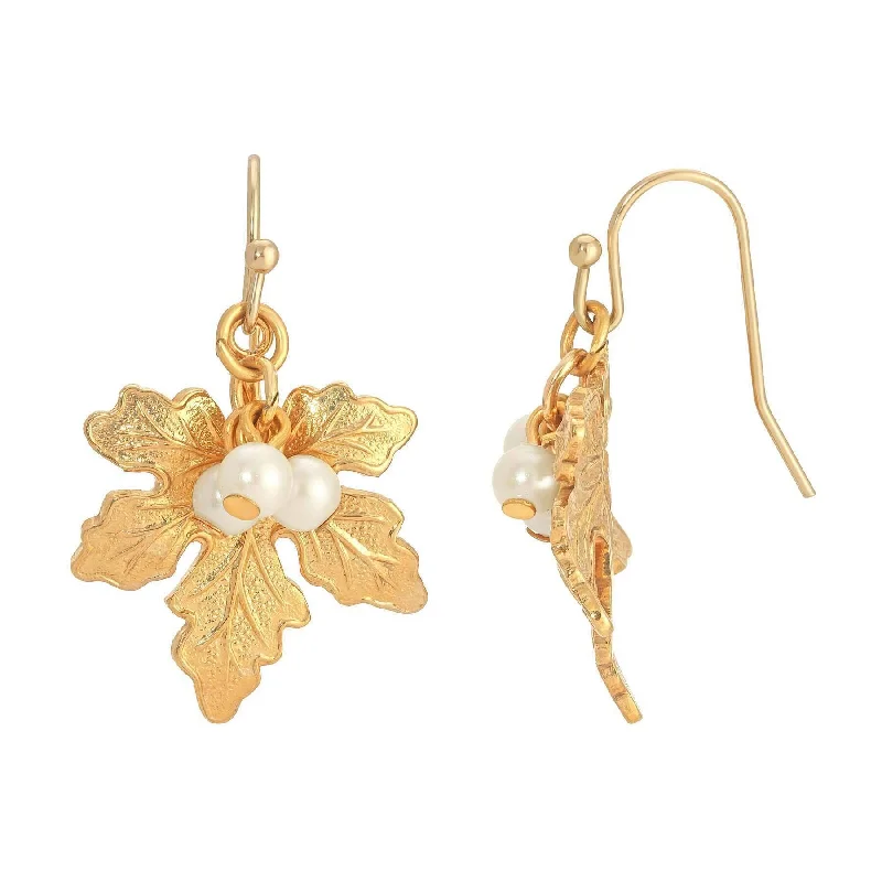 ladies earrings boho chic style -1928 Jewelry Leaf Multi Faux Pearl Drop Earrings