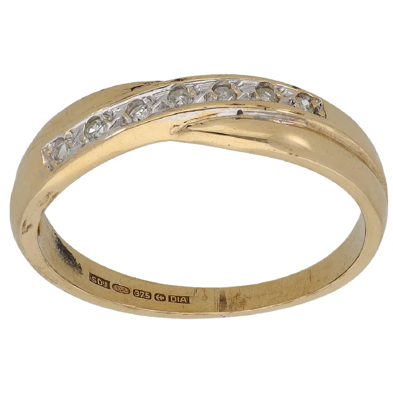 ladies engagement rings under 1000 dollars -9ct Gold 0.07ct Diamond Half Eternity Ring Size N