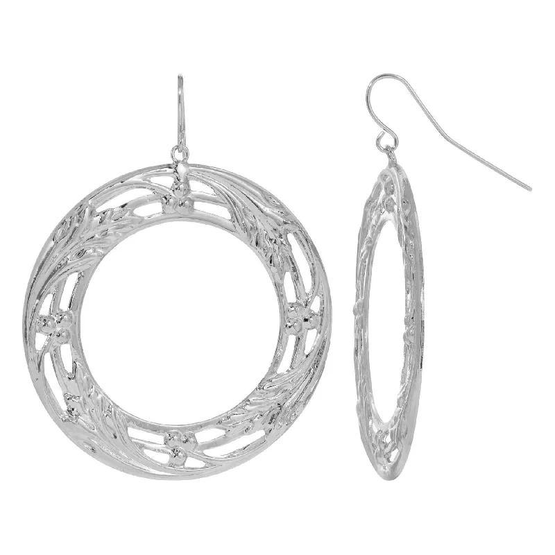 ladies earrings affordable luxury -1928 Jewelry Polished Silver Vine Round Drop Earrings