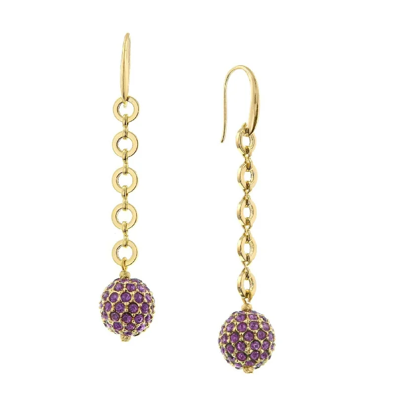 ladies earrings for evening wear -1928 Jewelry Amethyst Purple Crystal Linear Fireball Earrings