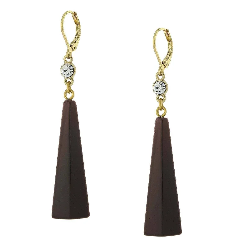 ladies earrings for birthday gift -1928 Jewelry Dark Tortoise Brown Drop Earrings