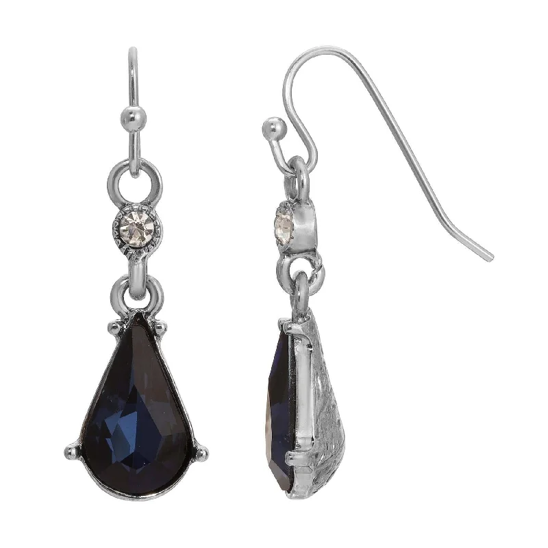 ladies earrings with amethyst purple -1928 Jewelry Cristal De La Mer Dark Blue Dangling Earrings