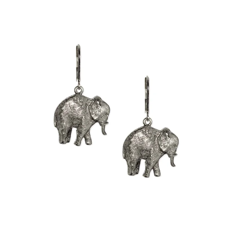 ladies earrings for special occasions -1928 Jewelry Pewter Elephant Drop Earrings