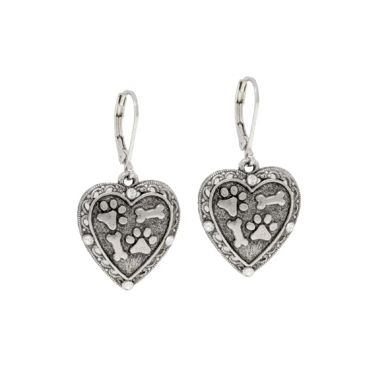 ladies earrings with arrow design -1928 Jewelry Heart Paws And Bones Drop Earrings