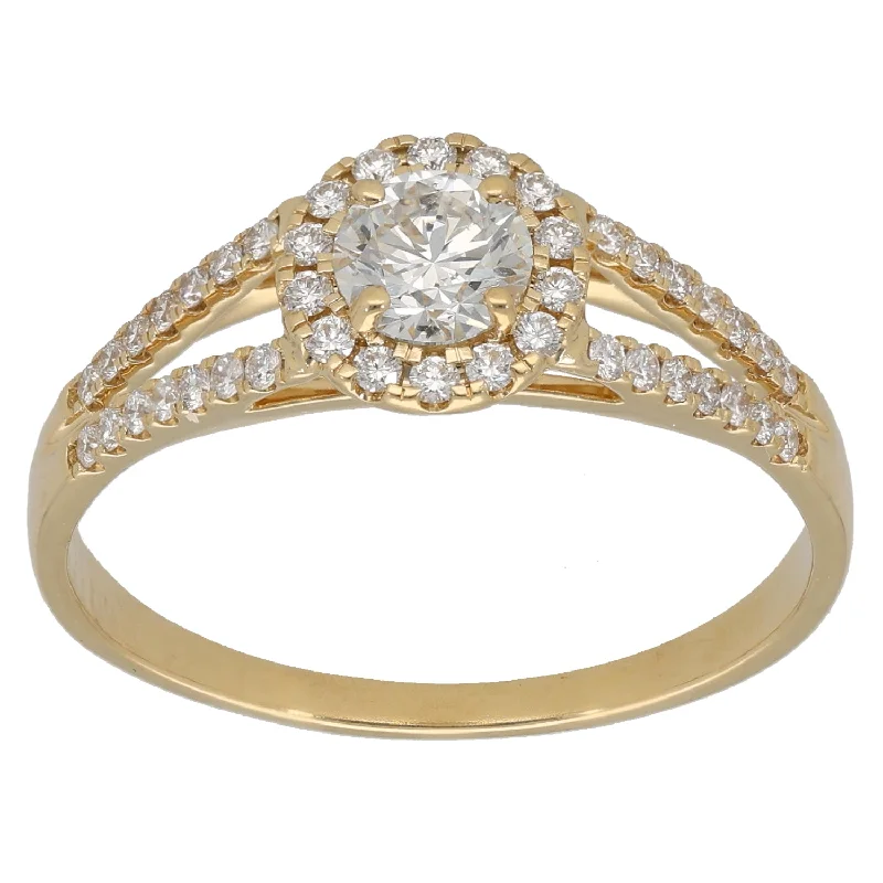 ladies engagement rings hypoallergenic metal -18ct Gold 0.93ct Diamond Solitaire Ring With Accent Stones Size X