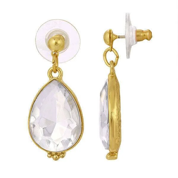 ladies earrings with zircon shine -1928 Jewelry Clear Crystal Teardrop Earrings