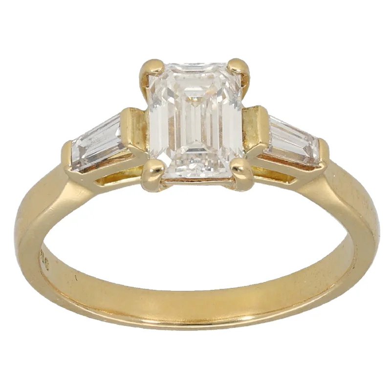 ladies engagement rings white sapphire purity -18ct Gold 1.17ct Diamond Trilogy Ring Size K