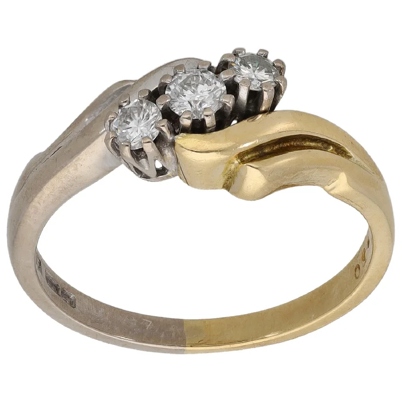 ladies engagement rings simple elegance -18ct Bi-Colour Gold 0.30ct Diamond Trilogy Ring Size P