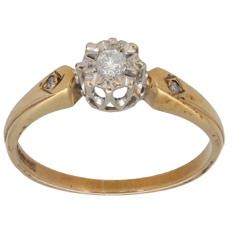 ladies engagement rings trendy 2025 -9ct Gold 0.08ct Diamond Solitaire Ring With Accent Stones Size N