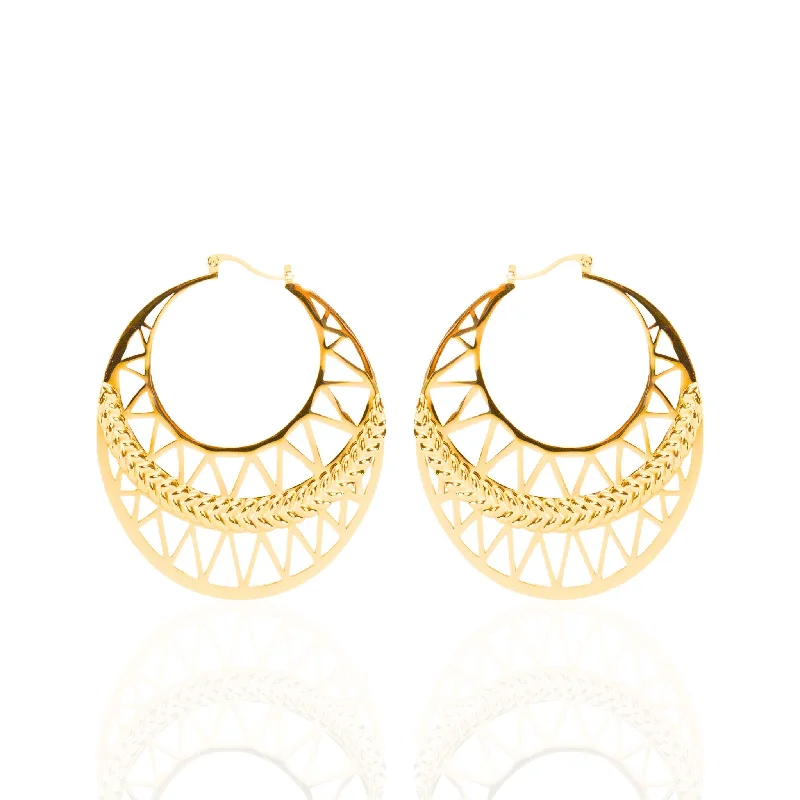 ladies earrings art deco vibe -Braelynn 14k Braided Hoops