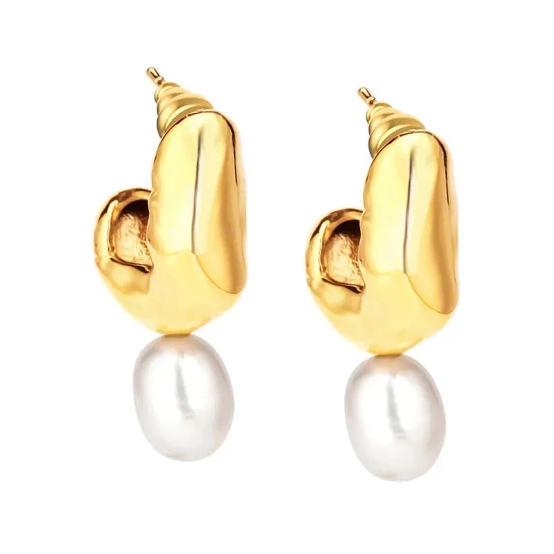 ladies earrings elegant gold -Laurie Pearl Earring