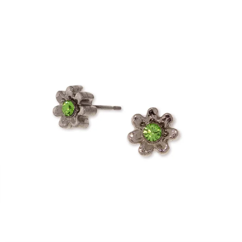 ladies earrings heart shaped -1928 Jewelry Light Green Crystal Tiny Flower Stud Earrings