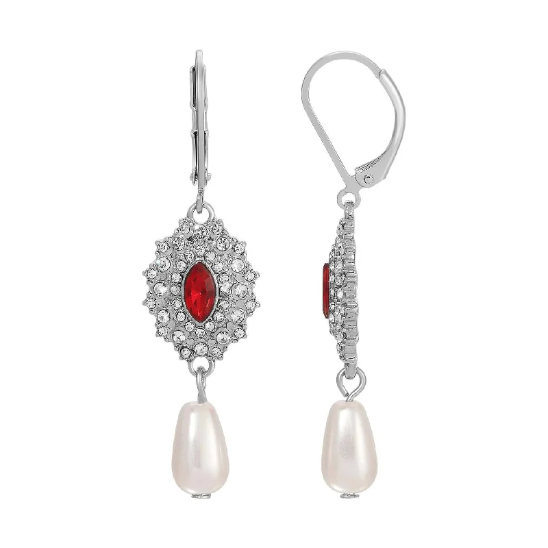 ladies earrings trendy 2025 -Regency Starburst Crystal Pearl Drop Earrings