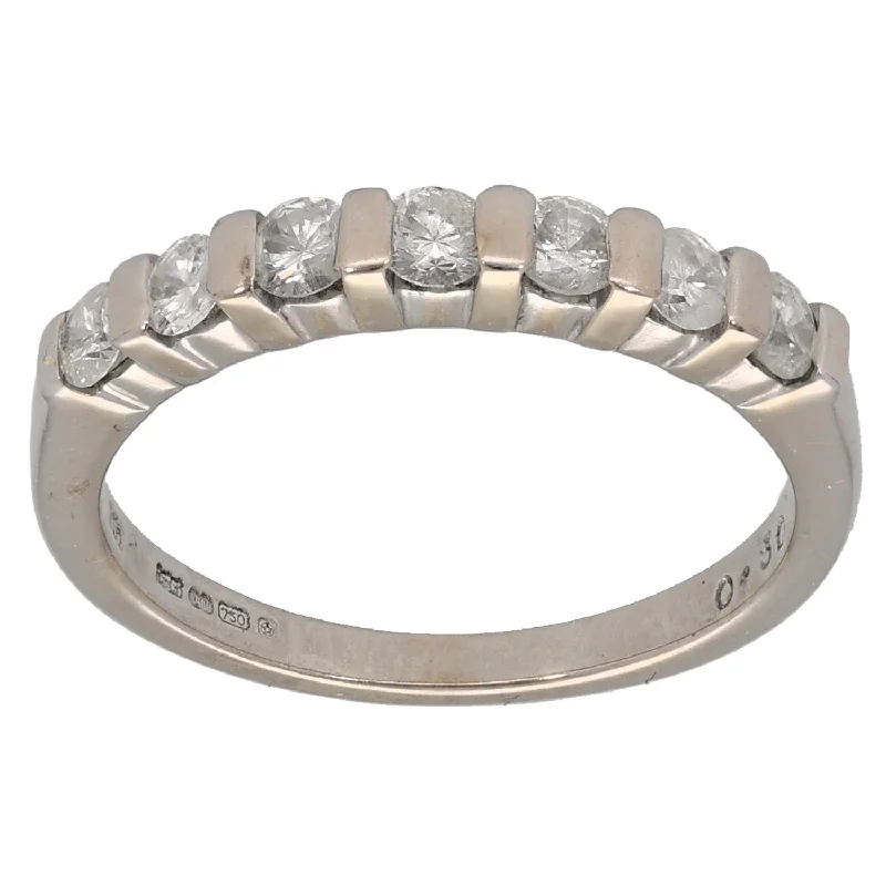 ladies engagement rings with turquoise stone -18ct White Gold 0.50ct Diamond Half Eternity Ring Size K