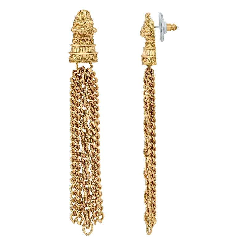 ladies earrings for prom night -1928 Jewelry Gold Jaguar Tassel Chain Earrings