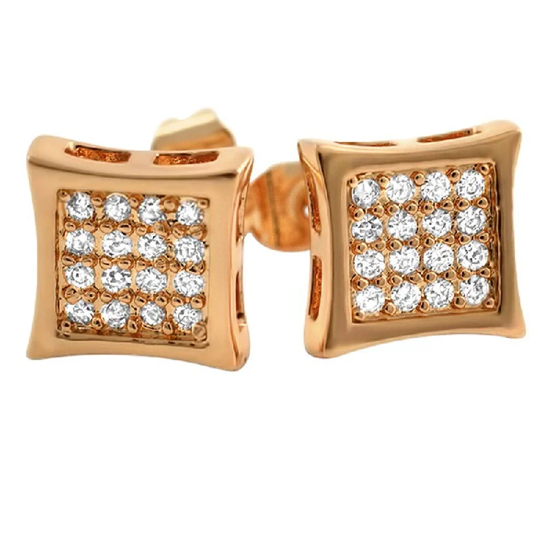 ladies earrings layered look -Kite 32 Stone CZ Rose Gold Bling Bling Earrings