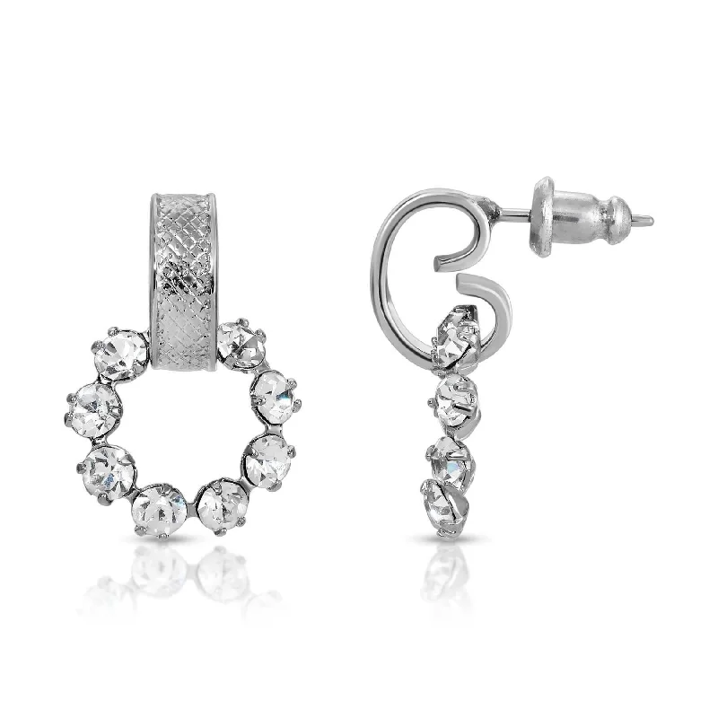 ladies earrings for beach wear -1928 Jewelry Crystal Hoop Post Drop Earrings