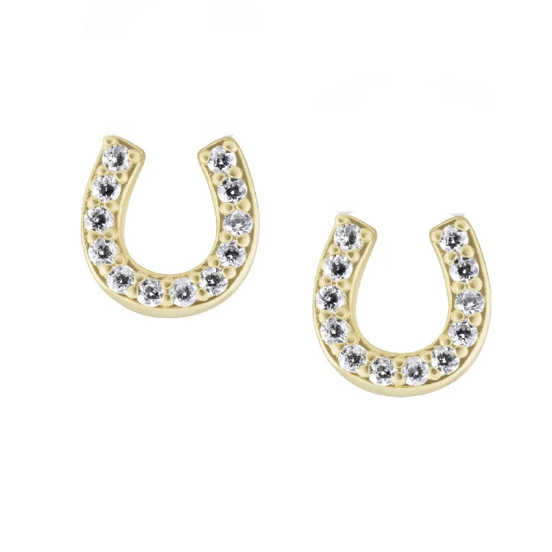 ladies earrings floral design -Lucky Horseshoe Stud