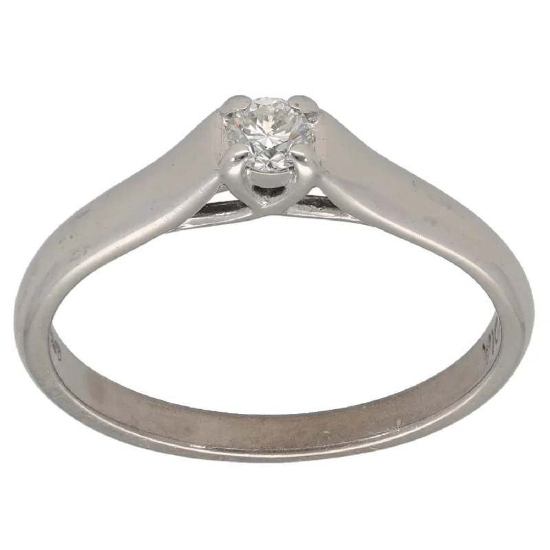 ladies engagement rings floral inspired -9ct White Gold 0.10ct Diamond Solitaire Ring Size O