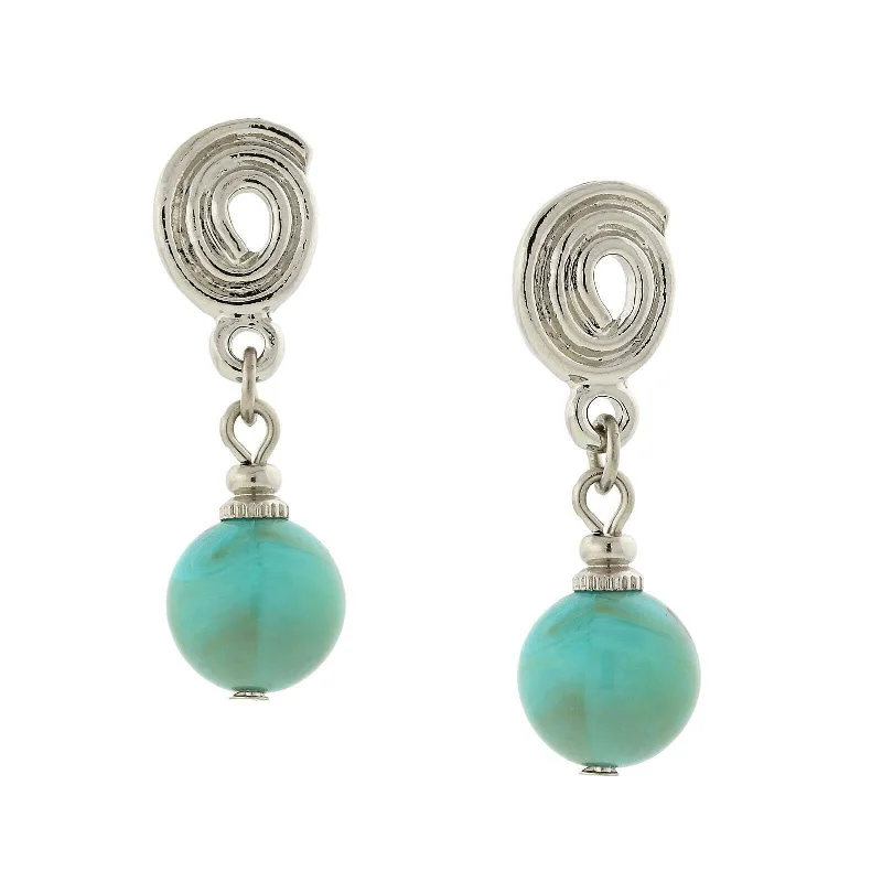 ladies earrings for office style -1928 Jewelry Imitation Turquoise Bead Drop Earrings