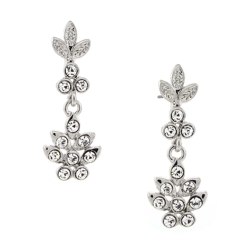 ladies earrings delicate design -2028 Jewelry Floral Inspired Clear Crystal Drop Earrings