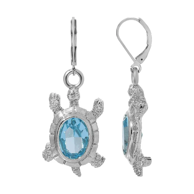 ladies earrings with citrine yellow -1928 Jewelry Aqua Marine Austrian Crystal Galapagos Tortoise Drop Earrings