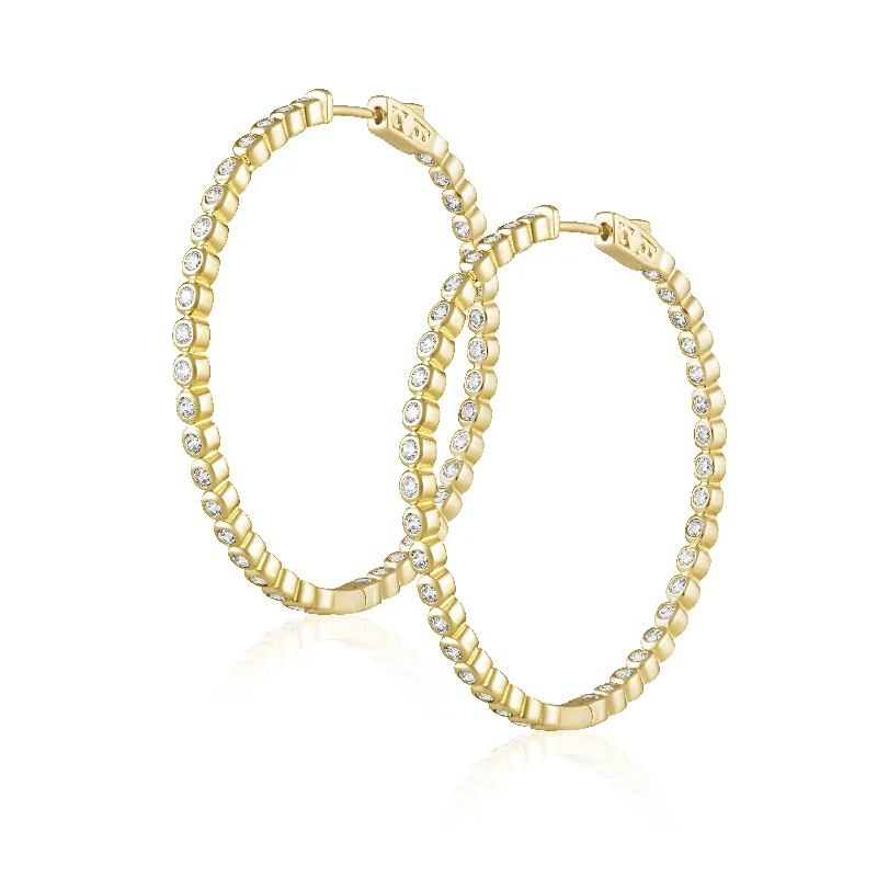 ladies earrings with white pearls -Eliza Bezel Hoop