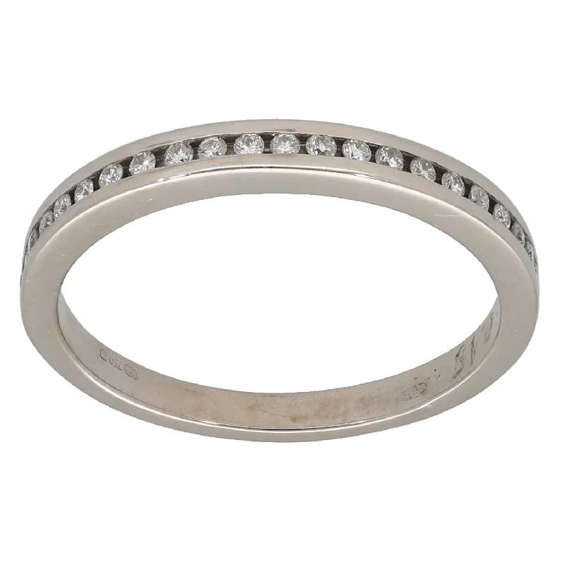 ladies engagement rings for small hands -18ct White Gold 0.18ct Diamond Half Eternity Ring Size P