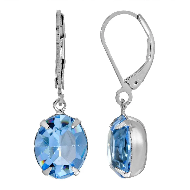 ladies earrings dangling chic look -1928 Jewelry Oval Austrian Crystal Silver Drop Earrings