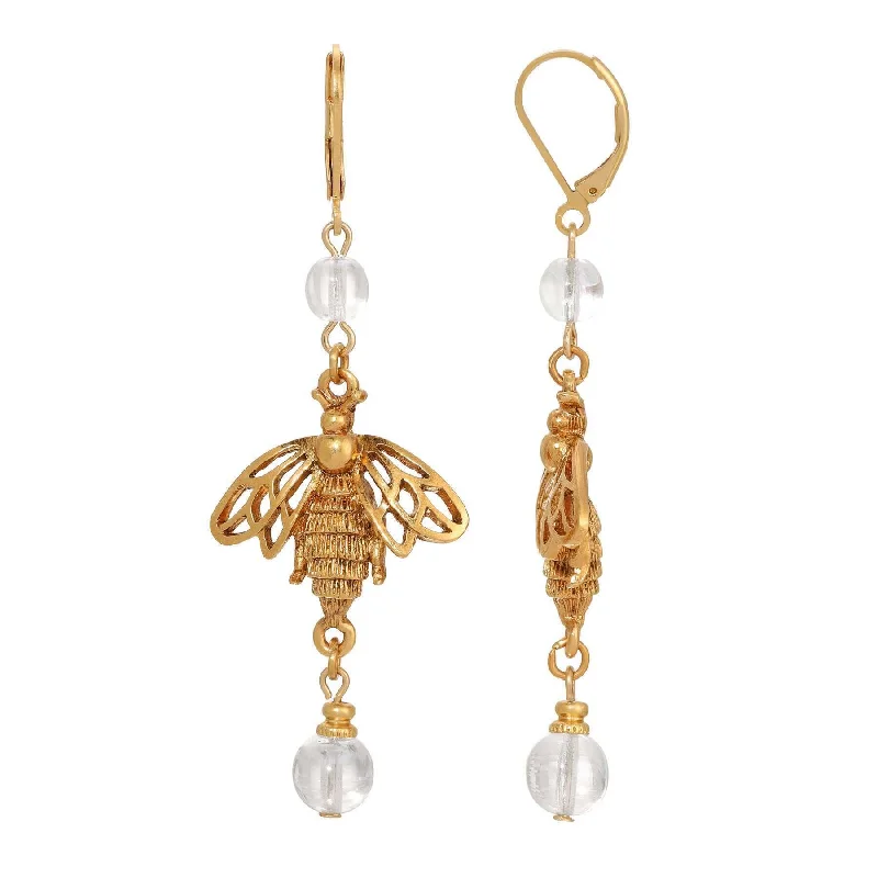 ladies earrings geometric pattern -1928 Jewelry Bee Euro Crystal Dangle Earrings