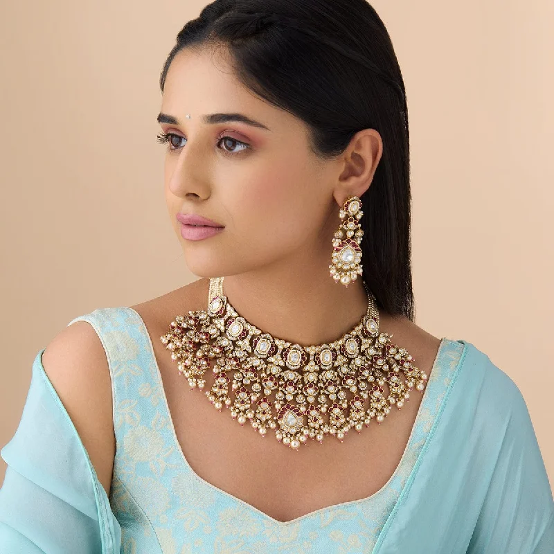 necklaces with feather pendant -Kundan Necklace 176783