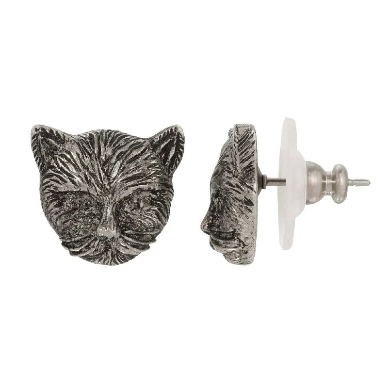 ladies earrings for special occasions -1928 Jewelry Cat Stud Earrings