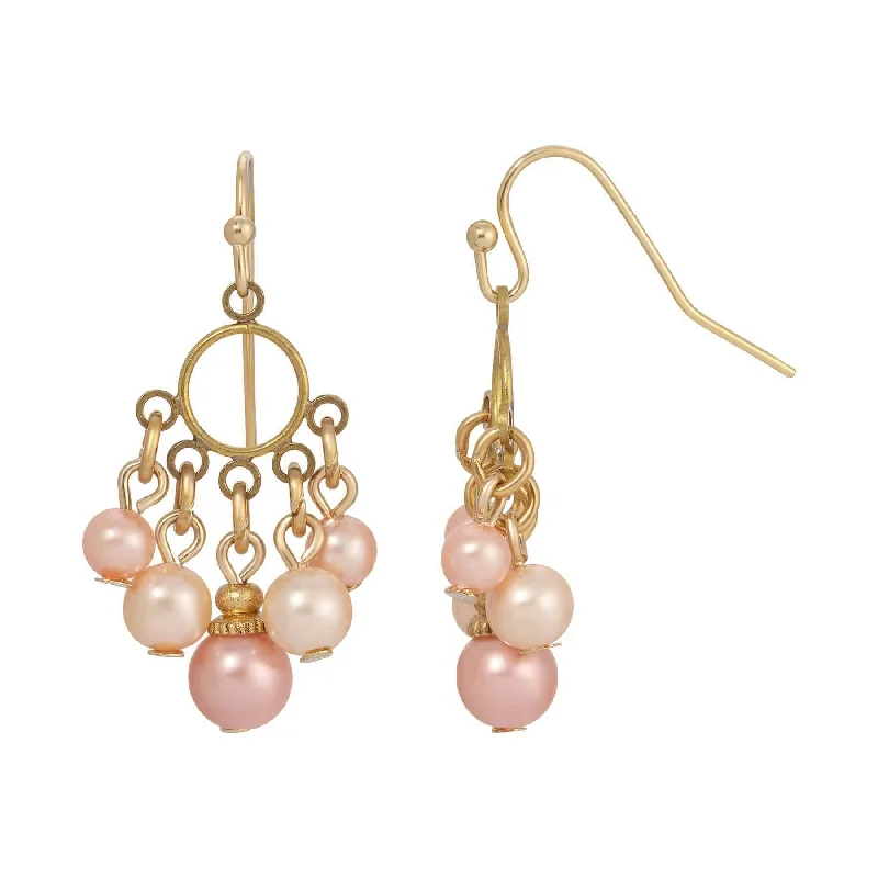 ladies earrings with birthstone -1928 Jewelry Rosabella Dangling Multicolor Faux Pearl Earrings