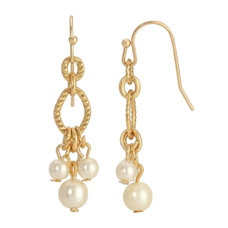 ladies earrings small hoop size -1928 Jewelry Belle Epoch Faux Pearl Drop Earrings