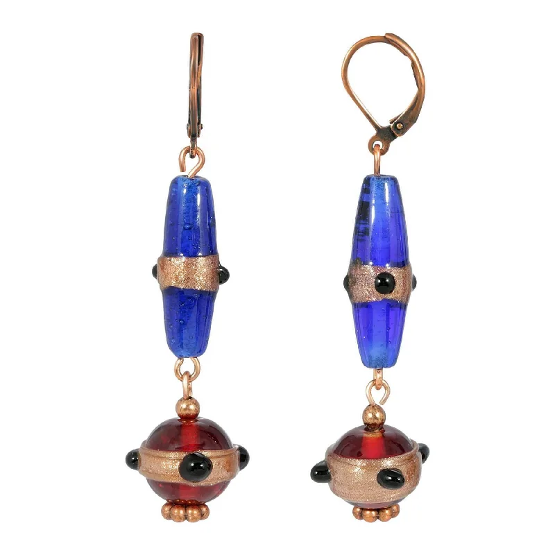 ladies earrings elegant gold -1928 Jewelry Bohemian Sapphire Blue & Brown Bead Drop Earrings